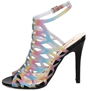 NEW! QUIPID Hologram Cage Peep Toe Sandals 7.5.